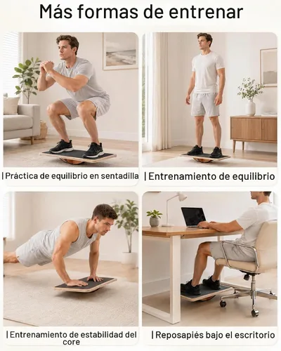 Vista 4 de StrongTek Wooden Balance Board, Basic Rocker or Advanced 360° Wobble Rotación extra grande avanzada de 360°