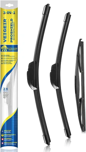 Vista 8 de Paquete de 3 plumas limpiaparabrisas delanteros y traseros para automóviles, calidad original de fábrica, 20 pulgadas, 20 pulgadas, 12 pulgadas