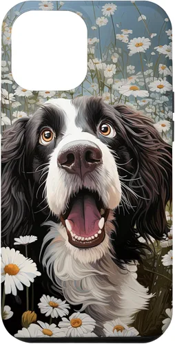 Vista 6 de Carcasa divertida para iPhone 14 con diseño de perro con margarita