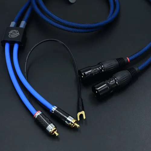 Vista 3 de 1 pie de audio doble de ruido ultra bajo 2 rca a 2 xlr macho balance Cable de tierra del plato giratorio Línea de señal blindada independiente