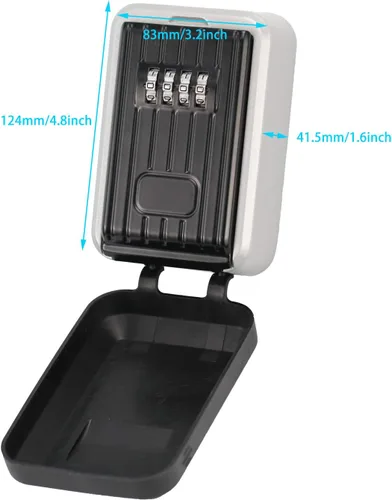 Vista 2 de Caja de bloqueo de llave con combinación de 4 dígitos para llave de casa, montada en la pared, resistente a la intemperie, código reiniciable, caja