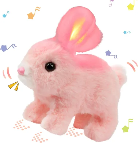 Vista 23 de Hopearl - Conejo saltarín con campana, interactivo, mascota electrónica de peluche con sonidos y movimientos, orejas que se mueven y nariz que se