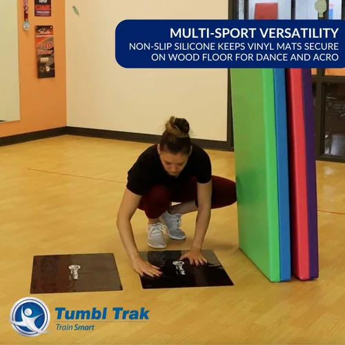 Vista 4 de Tumbl Trak Sábana inteligente antideslizante – Parte trasera antideslizante para ejercicio seguro, yoga, gimnasia y colchonetas de gimnasia