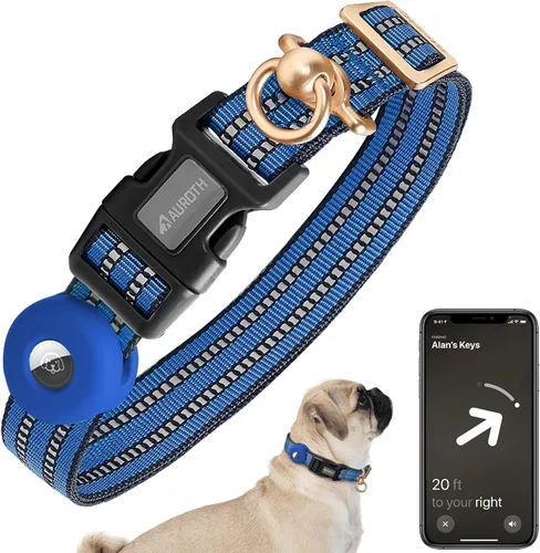 Vista 15 de Collar de perro Auroth para perros medianos y grandes, collar de perro reflectante, collares de perro de nylon suave ajustables con resistente