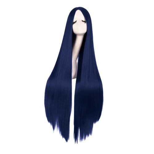 Vista 8 de MapofBeauty Peluca de disfraz de anime de cosplay larga y recta de 40 Negro