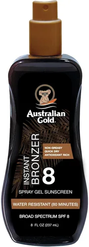 Vista 10 de Australian Gold Spray Gel Protector Solar con Bronceador Instantáneo SPF 15, 8 Onzas Hidrata y Humecta la Piel Espectro Amplio Resistente al