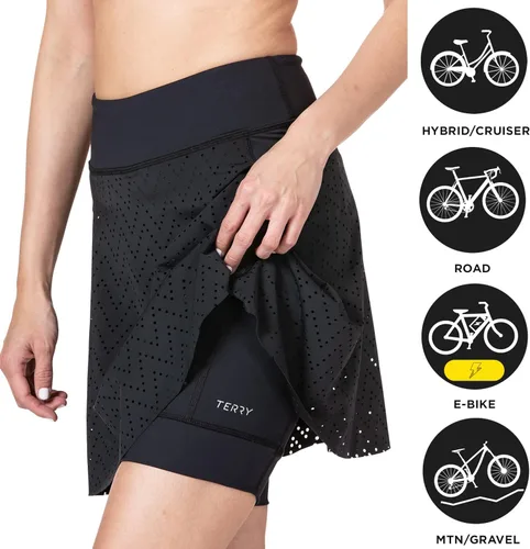 Vista 5 de Terry Rebel Bike Skort, Women's Perforated Performance Skirt with Attached Padded Compression Short