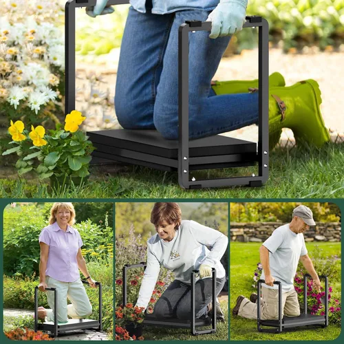 Vista 3 de FLINTER Rodillero y asiento de jardín más amplio, banco de jardinería grueso resistente para arrodillarse y sentarse, rodillas de jardín