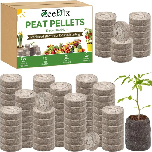 Vista 11 de ZeeDix 55 cápsulas de iniciación de semillas de 1.181 in, pellets de turba comprimida, tierra de inicio de semillas para inicio de semillas, cultivo