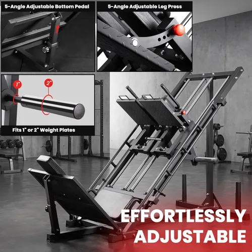 Vista 4 de LIONSCOOL Upgraded 3-in-1 Leg Press Hack Squat Machine with Weight Storage, Professional Adjustable Iso-Lateral Trainer with Linear Bearing for Home