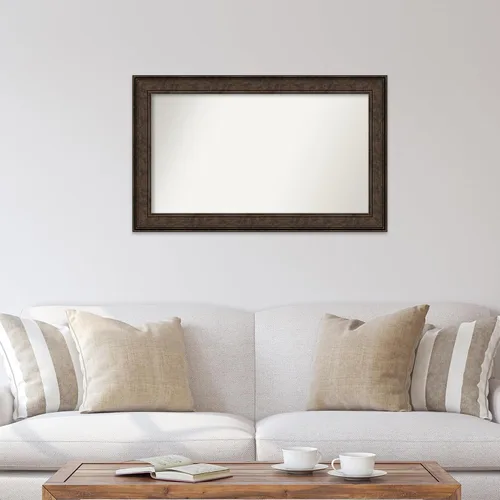 Vista 487 de Amanti Art Espejo de pared personalizado no biselado (25 x 25 pulgadas), marco de bronce acentuado, varios tamaños personalizados, espejo de baño