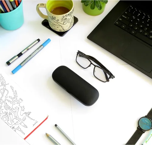 Vista 7 de MyEyeglassCase Estuche para gafas pequeñas para hombre, estuche rígido para lentes y estuche para lectura de tela, estuche delgado y estrecho