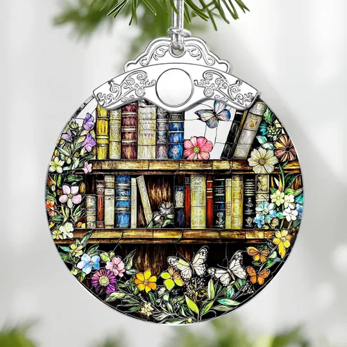 Vista 7 de Adorno de Vidrio Manchado de Puesta de Sol en la Playa, Adorno Navideño – Decoración de Árbol de Navidad, Decoración Festiva, Relleno de Calceti