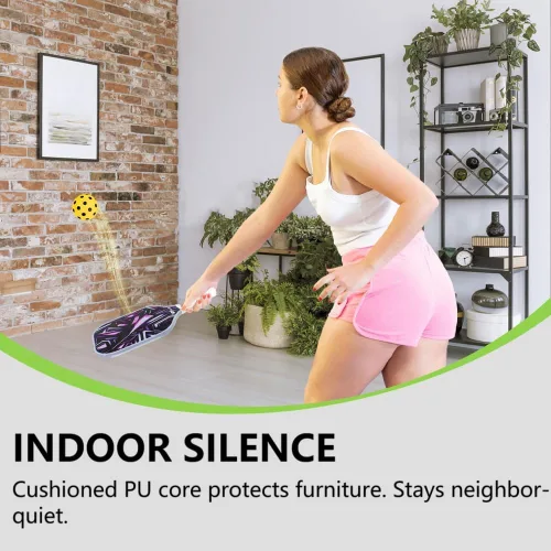 Vista 3 de Pelotas silenciosas de pickleball para interiores y exteriores, bolas de espuma silenciosas, paquete de 6 con una bolsa de malla