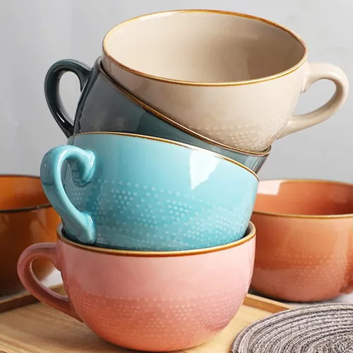 Vista 4 de Disoza Taza de Café Grande Violeta de 24 Onzas Taza de Sopa de Gran Tamaño Porcelana 700 ML Taza de Té XXL Cuencos de Cereales Taza de Sopa Ramen