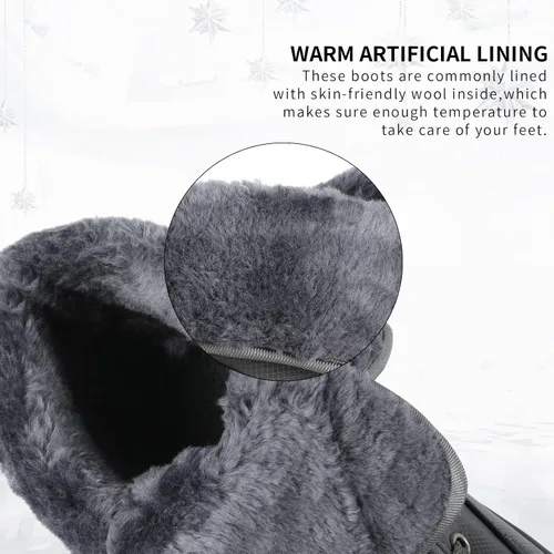 Vista 5 de Botas de nieve de invierno cálidas e impermeables para hombre y botas antideslizantes para senderismo cálidas e impermeables