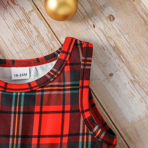 Vista 3 de YWFSHOP Vestido de Navidad para niñas pequeñas y bolero con estampado lindo y cárdigan de punto, 2 piezas, vestido de fiesta de Papá Noel, 1-6 años