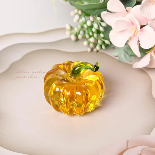 Vista 6 de LONGWIN Paquete de 1 figura de fresa de cristal y 1 figura de calabaza de cristal, fruta y verdura, decoración de cocina para el hogar