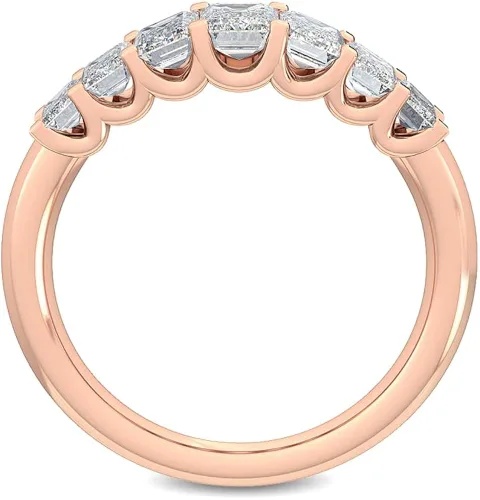 Vista 8 de CUSTOMIZE JEWELS 1.10 Ctw Emerald Shape White Lab Grown Diamond In 14K White Yellow Rose Gold Side Stone Engagement Ring,F-GVS1-VS2