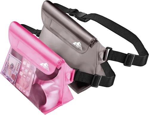Vista 12 de HEETA Paquete de 2 bolsas impermeables con correa para la cintura, bolsa seca táctil con cinturón ajustable para teléfono, objetos de valor