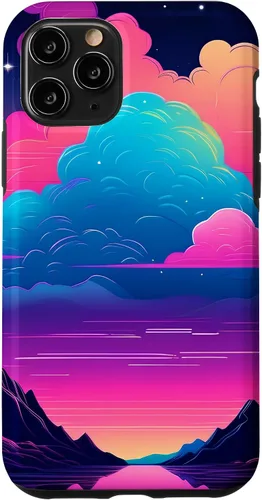 Vista 10 de iPhone 15 Colorful Retro Vaporwave Landscape Synthwave Case