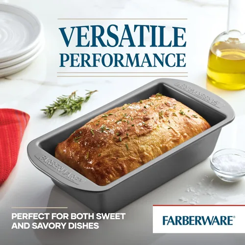Vista 3 de Farberware Utensilios para hornear antiadherente de 9 pulgadas x 5 pulgadas molde para pan, gris