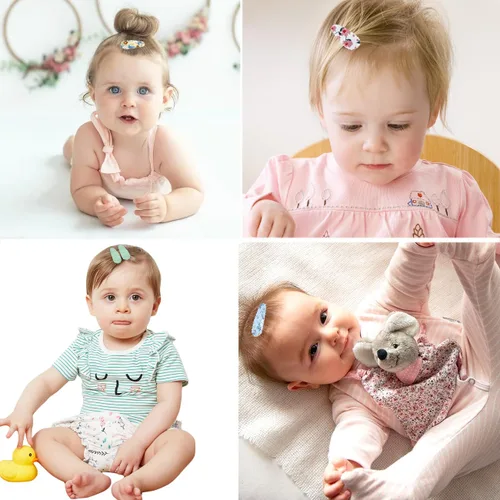 Vista 6 de 50 pinzas para el pelo de bebé a presión para niñas de 1.5 pulgadas, horquillas envueltas antideslizantes pequeñas para bebés y niños pequeños