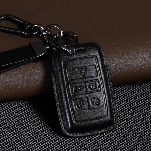 Vista 2 de Funda de cuero para llavero de coche, color marrón, compatible con Land Rover