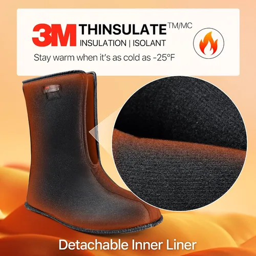 Vista 4 de FREE SOLDIER Botas de nieve impermeables para hombre con forro extraíble Negro