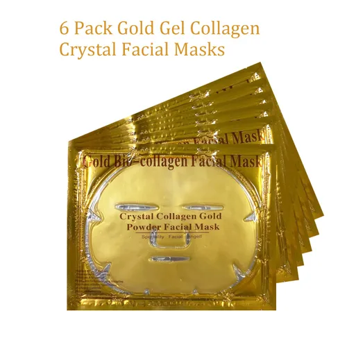 Vista 6 de Máscaras faciales de gel de colágeno de oro de 24 quilates (paquete de 6), antienvejecimiento, hinchazón, reducción de arrugas, hidratación