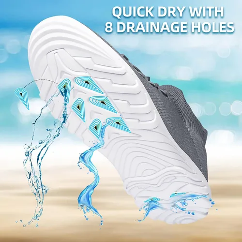 Vista 2 de SILLENORTH Zapatos de agua para hombre y mujer, de secado rápido, zapatos de agua sin cordones, zapatos casuales para caminar para buceo, natación