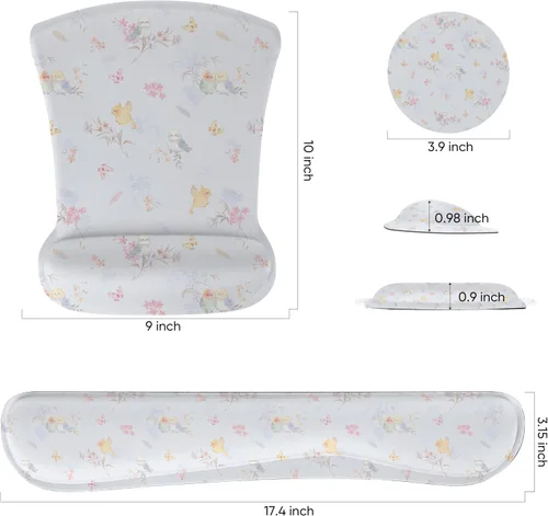 Vista 2 de Juego de alfombrillas ergonómicas de espuma viscoelástica para teclado y mouse con soporte para reposamuñecas, cojín antideslizante para la muñeca