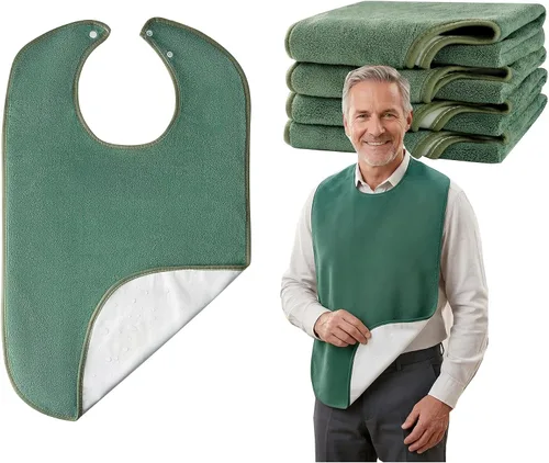 Vista 7 de Paquete de 3 baberos para adultos para hombres o mujeres, baberos grandes para personas mayores, lavables y absorbentes