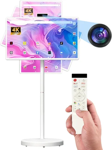 Vista 10 de TV portátil inteligente FHD de 21.5 pulgadas, TV rodante sobre ruedas, sistema operativo Android 15, almacenamiento 6G + 128GB, monitor de pantalla