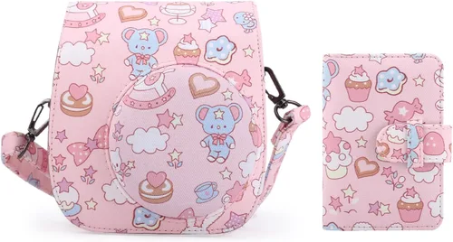 Vista 19 de Funda para cámara instantánea compatible con Fujifilm Instax Mini 12 11/9/8/8+ bolsa de piel sintética con bolsillo y correa ajustable para el Negro