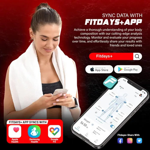 Vista 4 de Báscula inteligente para peso corporal, 20 métricas de composición corporal que incluyen edad corporal, masa muscular y grasa subcutánea, báscula