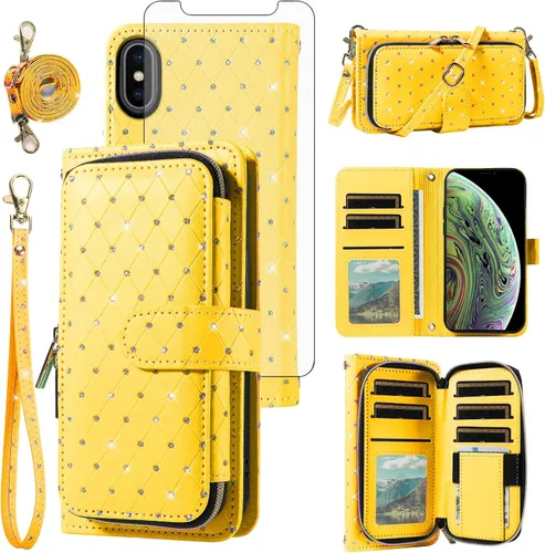 Vista 71 de Funda para teléfono iPhone 6 6S con cremallera y protector de pantalla con protector de pantalla, correa de cordón cruzado, ranura para iPhone 6 Six