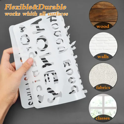 Vista 3 de 6 unidades de 6 estilos motivacionales para dibujar palabras, pinturas, manualidades, citas inspiradoras, plantillas de letras para suelos