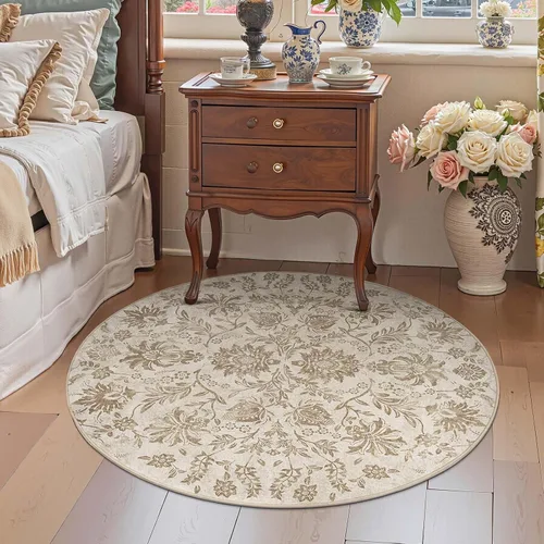 Vista 331 de jinchan Lima - Alfombra simétrica floral geométrica lavable, alfombra de entrada de medio círculo de 2 x 3, alfombra de media luna, suave y Azul