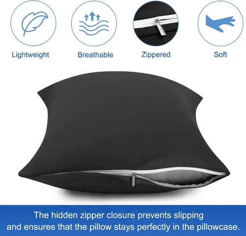Vista 5 de uxcell Fundas de almohada tejidas de 100% algodón egipcio, fundas de almohada suaves y transpirables con cierre de cremallera, 2 fundas de almohada