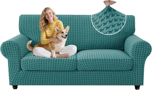 Vista 88 de MAXIJIN 2 fundas elásticas para sillón de sala de estar, fundas gruesas y suaves con brazos para perros, mascotas, protector de sofá individual