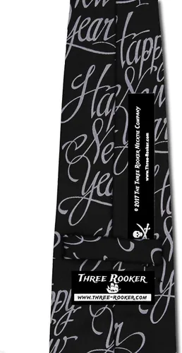 Vista 4 de Three Rooker Corbata formal negra feliz año nuevo, Negro