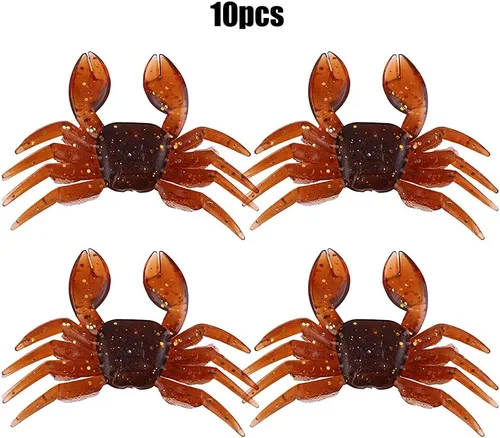 Vista 7 de OUKENS Señuelos de pesca, 10 piezas de plástico artificial 3D simulación cangrejo cebo suave para agua dulce y salada