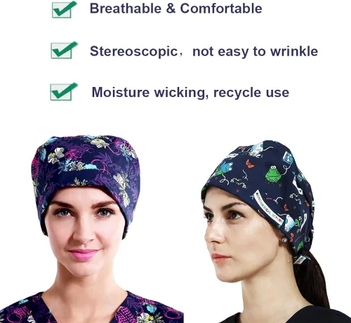Vista 6 de CHUANGLI 3 gorras de trabajo en forma de calabaza con banda de sudor ajustable para la cabeza para mujereshombres