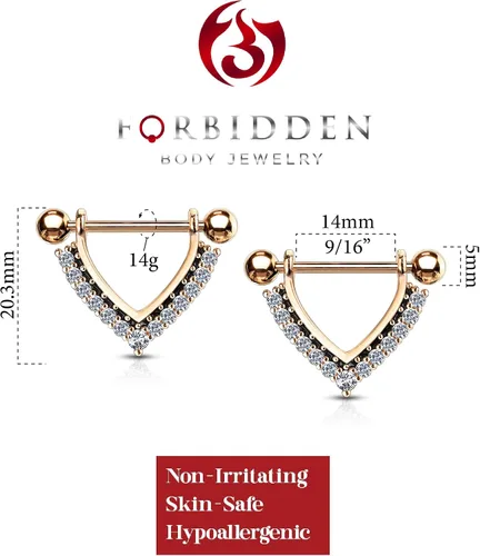 Vista 2 de Forbidden Body Jewelry Par de anillos de acero quirúrgico de 916 pulgadas (0.551 in) con forro de circonita, color negro