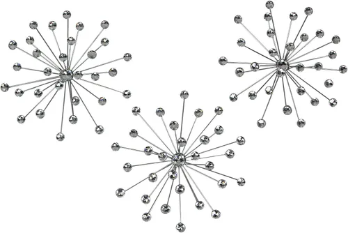 Vista 5 de Elico Ltd. Juego de 3 esculturas decorativas de pared de metal con diamantes de imitación glamorosos y detalles de cristal que añaden elegancia