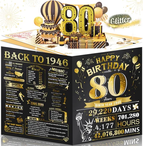 Vista 38 de Tarjeta de cumpleaños número 10 para niña, niño, nieto, nieta, hijo, hija, gigante, desplegable, “Happy 10th Year Old”, decoración, regalo de Negro