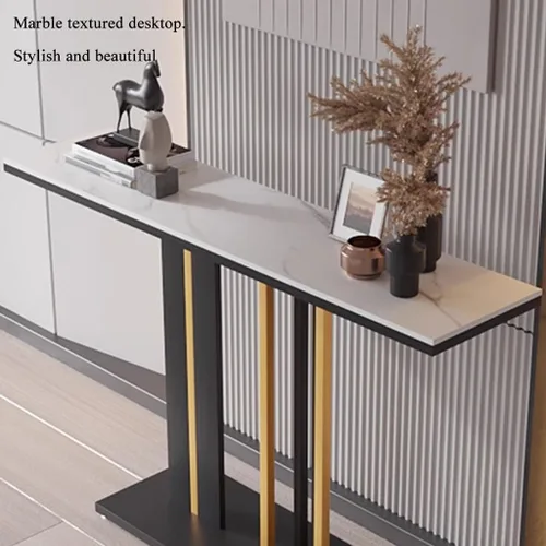 Vista 6 de GIZNXBA Mesa de consola moderna, mesa de sofá estrecha con patas de metal, mesa de entrada, sofá largo detrás del sofá, mesa para entrada, sala