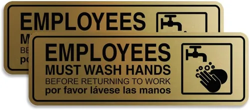 Vista 55 de Standard Employees Must Wash Hands - Letrero para puerta/pared, color negro, pequeño