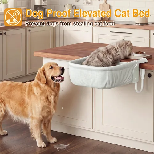 Vista 10 de Cama de escritorio para gatos extra resistente para gatos grandes Blanco